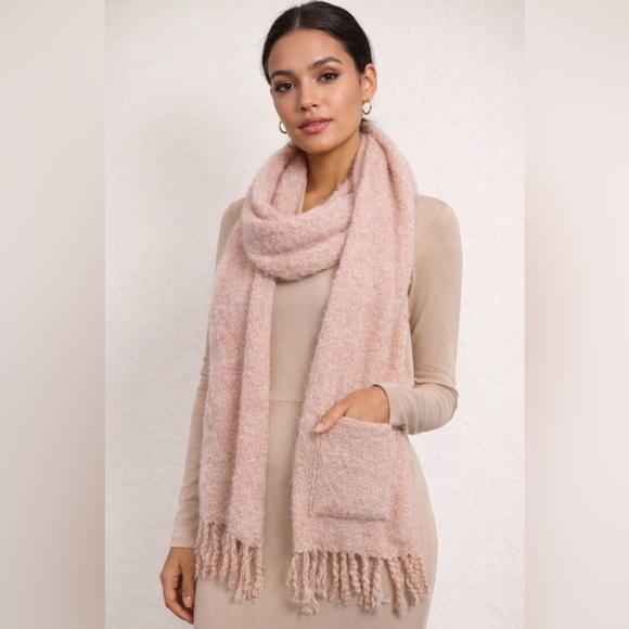 Accessories - Cozy Pink Scarf with Pocket. 35H X 14W